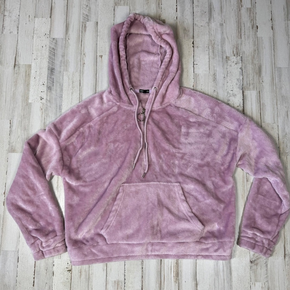 Free Haven Fuzzy Pullover Hoodie Lavender Purple Half Zip‎ Up Women's Sz M